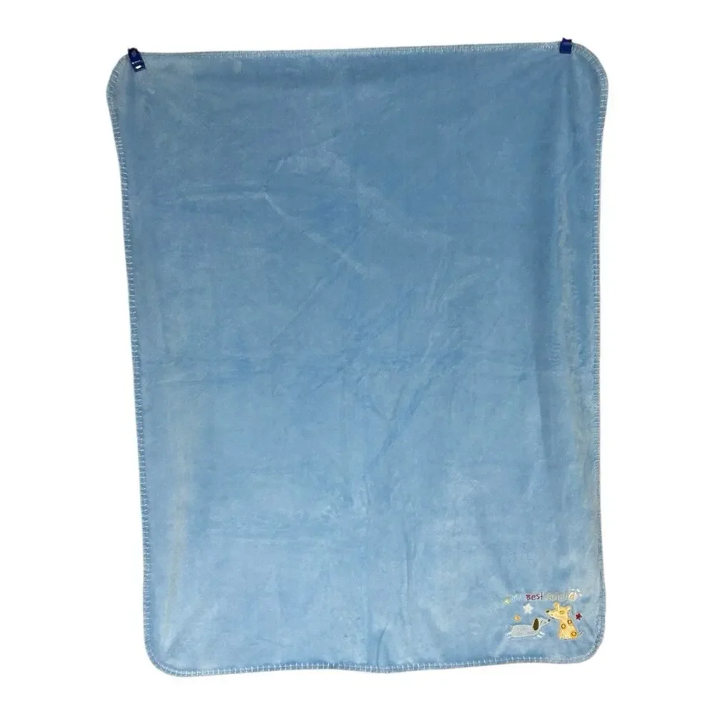 Koala Baby Blanket “My Best Friend” Blue Brown Puppy Dog Stitched Edge Minky